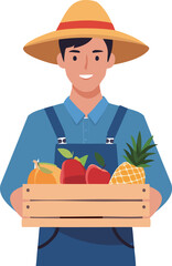 a farmer in a straw hat