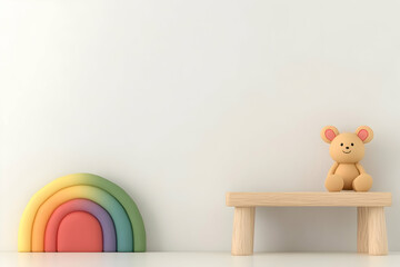 Obraz premium 3D Render Pastel Rainbow Childrens Room