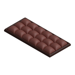 A close-up of a rich, dark chocolate bar, isolated on a pristine white background, ready to be devoured