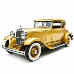 gold vintage car isolated