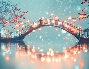 Obraz premium Winter Bridge Lights