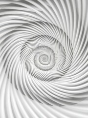 Fototapeta premium Abstract Fibonacci spiral in white, creating a dynamic, organic pattern, art, elegant