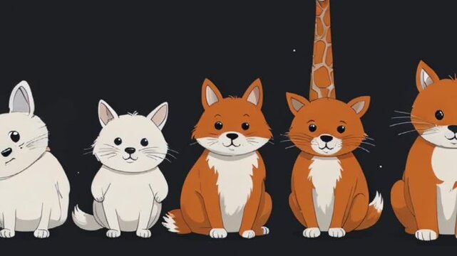 Cute fox cartoon set with funny animal characters smiling and isolated on white background