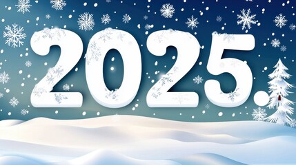 2025 New Year Winter Snow Scene Festive Holiday Background