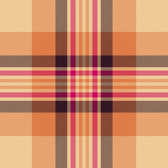 Fuzzy pattern textile plaid, outfit texture tartan seamless. Festive check vector fabric background in orange and dark colors.