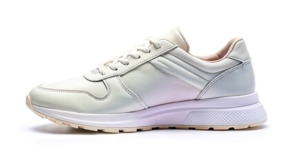 Pair of sneakers on a white background showing casual sport footwear with laces and rubber soles