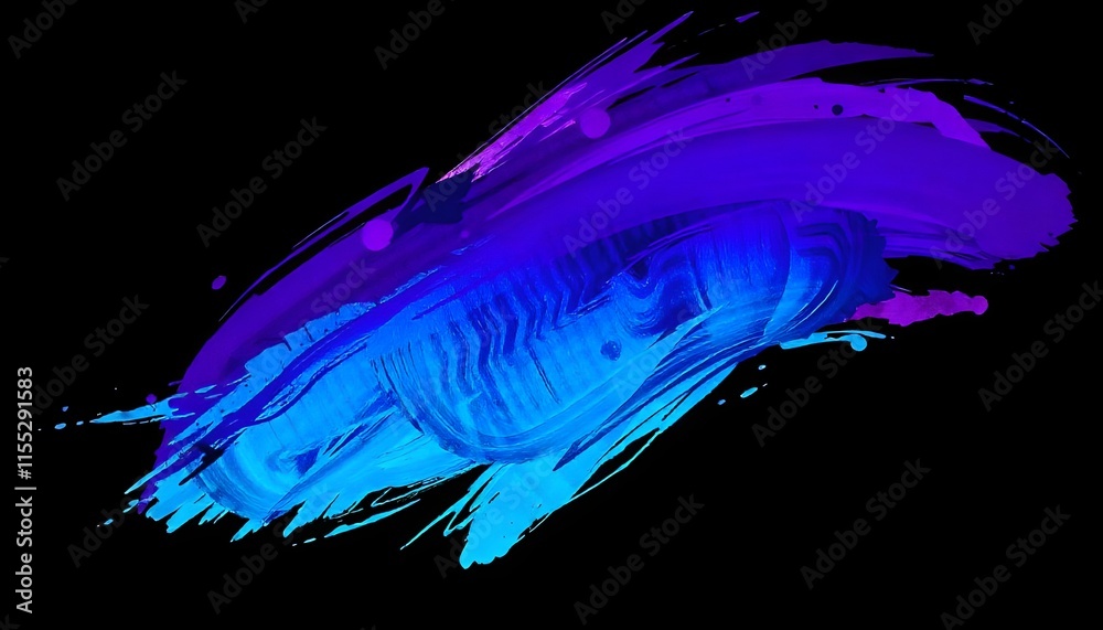 Aufkleber A digital 3D fluid shape with a purple and blue gradient, set against a dark background, creating an abstract and visually captivating art illustration
