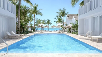 Tropical Poolside Paradise Illustration