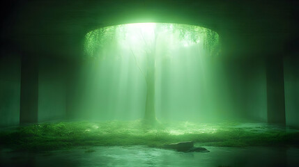 Ethereal Green 3D Tree Illustration