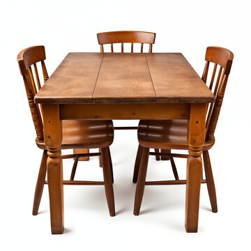Rustic Wooden Dining Table with Four Chairs