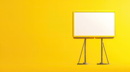 Bright Yellow Background with Blank Billboard Displaying Copy Space for Advertising and Promotional Messages in Urban Environment