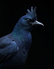 Fototapeta premium A black bird with a mohawk on its head