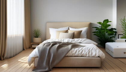 Fototapeta premium a modern bedroom in a beautiful house