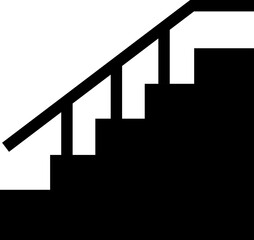 Stairs realistic icon . Architectural object staircase up steps black flat vector isolated on transparent background. Modern templates interior staircase architecture direction.