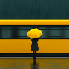 Rainy Day Train Digital Illustration