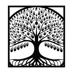 Tree Panel Wall Art Laser Cut Design Tree illustration Vector