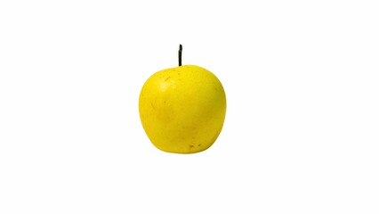 Yellow pear against a white background.