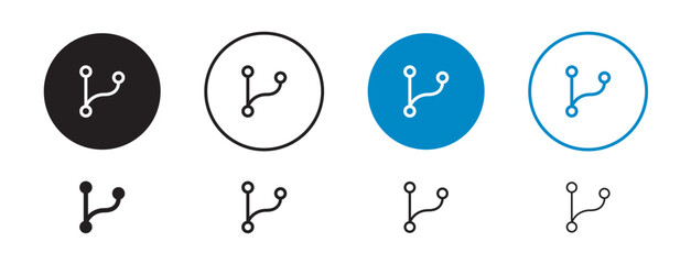Set of 8 "Code Branch" icons with an unexpanded vector & 1 silhouette - Code branch icon featuring interconnected lines n nodes symbolizing version control software development n branching workflows © Tanveer Hussain Mirz