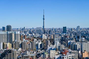 東京都の都市風景とスカイツリー