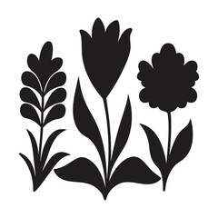 Flowers and Plants Silhouette Set | Vector Illustrations