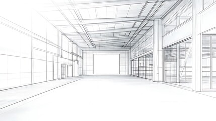 Fototapeta premium Detailed 3D Render: Modern Building Interior Architectural Sketch. AI Generated