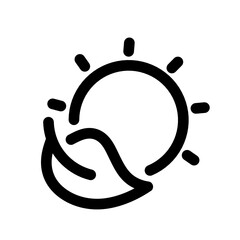 sun and leaf line style icon