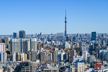 Naklejka premium 東京都の都市風景とスカイツリー
