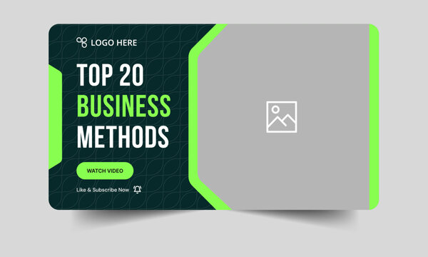 Business methods tips and tricks video cover banner design, daily business techniques vide thumbnail banner design, fully customizable vector eps 10 file format