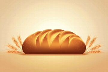 Minimalist bread loaf with wheat grains mock up featuring ample copy space for text or branding needs. Generative AI