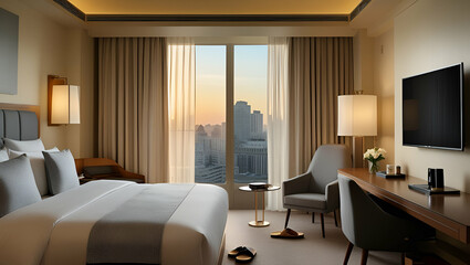 3d rendering beautiful comtemporary luxury bedroom, Generative AI
