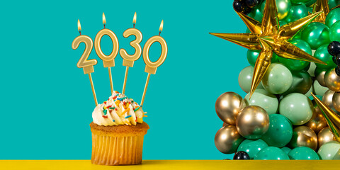 Happy New Year 2030 - Candles in the form of lit numbers