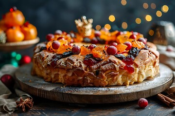 christmas cake with nuts and raisins