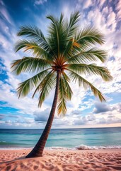 Beach Wallpaper of Palm tree on tropical beach wallpaper banner with empty space for copy beach wallpaper summer wallpaper beach background tropical nature  
