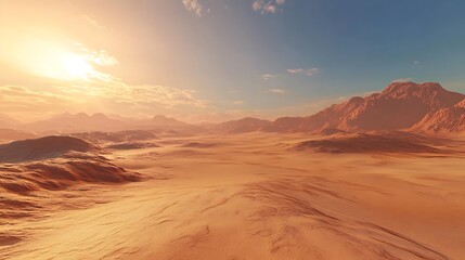 Obraz premium Stunning Wide Shot Photo: Vibrant Desert Landscape at Golden Hour. AI Generated