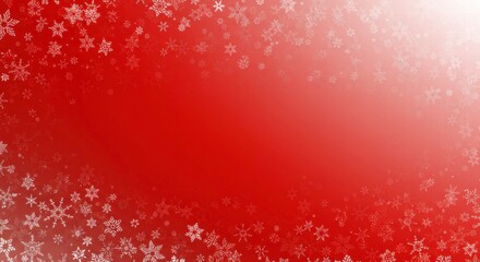 Red and White Winter Wonderland: A delicate snowfall of snowflakes gracefully descends against a vibrant red and white gradient background, creating a visually stunning and festive backdrop.