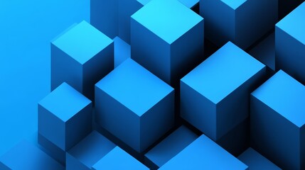Obraz premium Abstract arrangement of blue 3D cubes creating a modern, geometric aesthetic.
