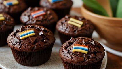 chocolate cupcakes with cream and chocolate