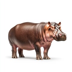 Fototapeta premium Realistic and Detailed Hippopotamus Figurine on White Background Ideal for Nature Themes, Wildlife Education and Animal Illustrations