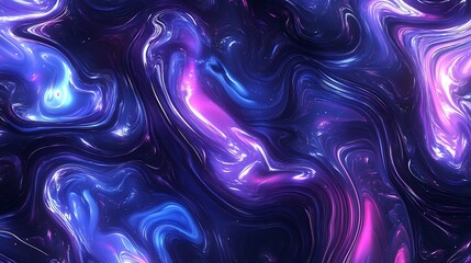 Obraz premium Fluidly Swirling Digital Painting: Vibrant Neon Abstract Artwork. AI Generated