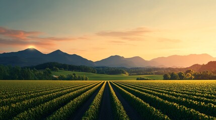 Digital transformation + automation + connectivity, a serene countryside where renewable energy systems.