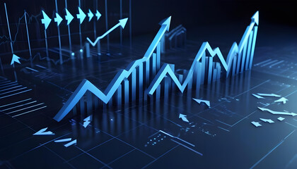 Naklejka premium blue growth business graph finance digital background
