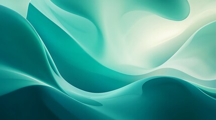 Obraz premium Abstract Teal Digital Painting: Smoothly Flowing Curves in a Serene Minimalist Style. AI Generated