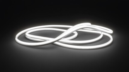 Fototapeta premium Close-up Photo: Brightly Glowing LED Neon Strip Light Mockup on Dark Background. AI Generated