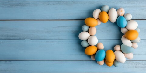 A beautifully vibrant wreath adorned with an array of pastelcolored Easter eggs truly symbolizes the joy, renewal, and festive spirit that are central to the wonderful Easter celebration