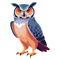 Obraz premium Owl watercolor painting. vector illustration. wildlife isolated cartoon