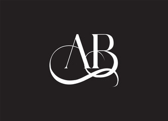 AB latter ligature typography logo design template
