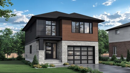 Modern Two-Story House Design with Attached Garage