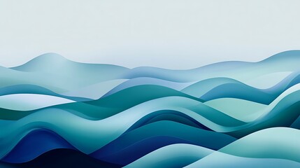 Fototapeta premium Serene Digital Painting: Subtly Shifting Teal Waves Illustration. AI Generated