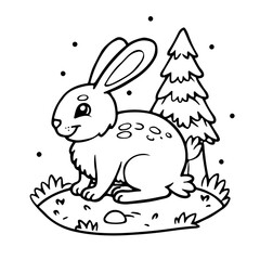 Baby Snowshoe Hare  line art vector design