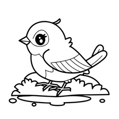 woodland creature art of Baby Sparrow  line art vector design